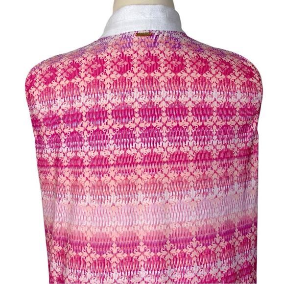 Cabana Life Shift Tunic Dress V-neck Sleeveless Pink White Geo Women’s Size 1X - Picture 10 of 14